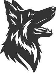 German shepherd breed dog vector black silhouette animal drawing