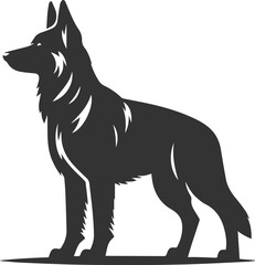 German shepherd breed dog vector black silhouette animal drawing