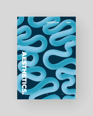 Bright abstract poster with fluid 3D shapes. Vivid Tubes with Gradient Effect