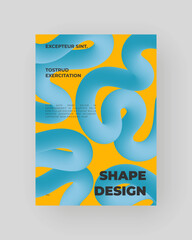 Bright abstract poster with fluid 3D shapes. Vivid Tubes with Gradient Effect