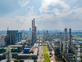 Aerial photography of a large petrochemical refinery in Asia