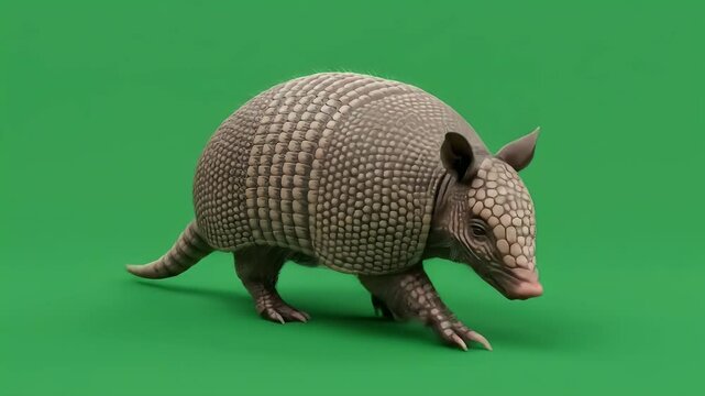 Armadillo Isolated on Green Background