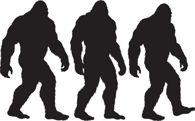 Bigfoot running fast silhouette vector illustration