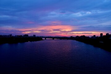 Fototapeta premium sunset over the river