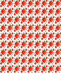 Cute Seamless Strawberry Pattern on White Background