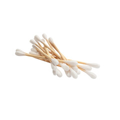 Bamboo or wooden cotton swabs isolated on white background. Hygienic ear sticks