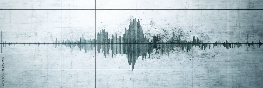 Poster Seismic waves radiating from an earthquake's epicenter create a striking visual on a seismograph, reflecting the event's magnitude and intensity