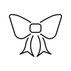 Bow Tie Line Icon. Fashion Accessory, Decoration, And Gift Wrapping Outline Symbol. Elegant Design Element For Celebrations And Events. Editable Stroke. Isolated Vector Illustration