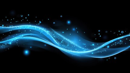 Obraz premium Abstract design with flowing blue waves and sparkling particles.