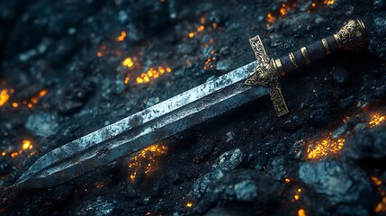 Sword Blade Reflecting Lava Glowing Light High Resolution Picture