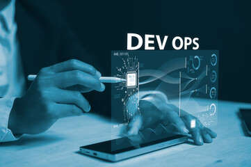 DevSecOps Software development cycle programming concept, software development IT operations, man...