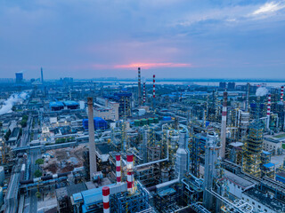 Aerial photography of a large petrochemical refinery in Asia