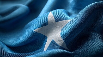 The flag of Somalia features a blue background with a prominent white star at its center, symbolizing unity and peace.