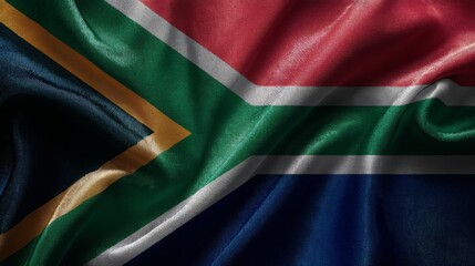 Obraz premium Realistic depiction of South Africa’s national flag with vibrant colors showcasing its unique design and significance