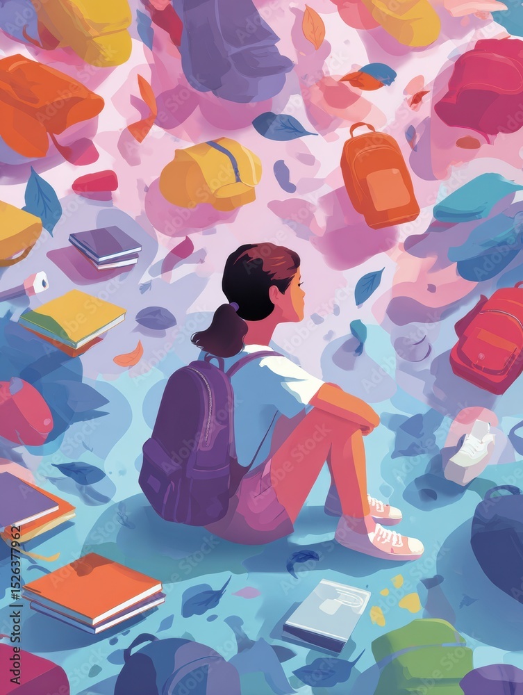 Poster emotional wellness guide for students navigating back-to-school challenges and how to manage feeling