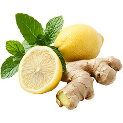 mint leaf with ginger and lemon