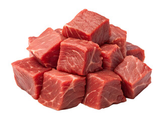 Fresh beef cubes isolated on transparent background