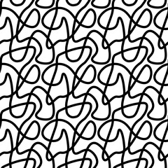 Doodle linear seamless pattern on white background. Abstract ornament.