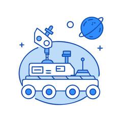 Robotic rover on alien terrain

