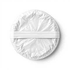  Food grade disposable plastic wrap cover. Reusable kitchen storage. Round plastic wrap mockup