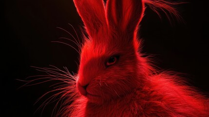 Red rabbit portrait, dark background, studio shot, digital art, fantasy