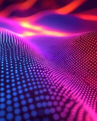Abstract digital landscape of glowing dots in vibrant colors