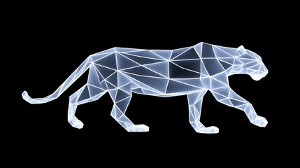 Obraz premium Abstract Geometric Tiger Made from Digital Lines
