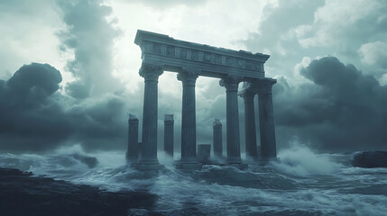 Naklejka premium Bright bunting above fountain in green garden space high resolution picture