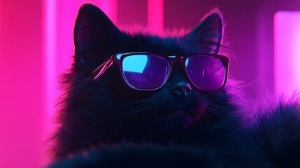 Stylish cat relaxing under the sun while wearing trendy sunglasses with a charming expression