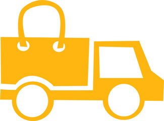 Ciężarówka z torbą – ikona dostawy i zakupów online © Laura