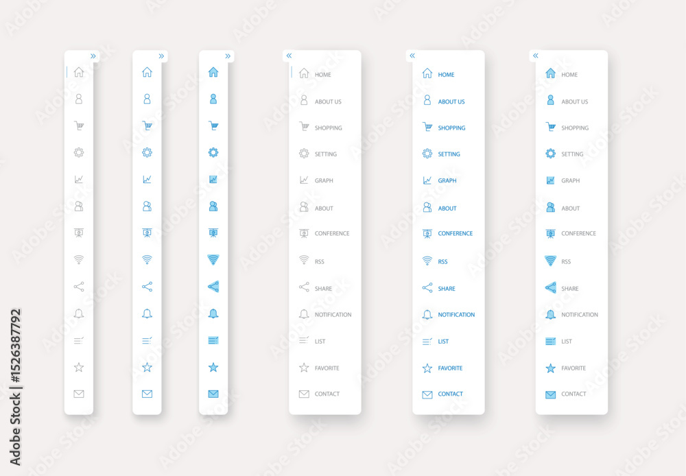 Poster side navigation menu. vertical vector menu. ui element