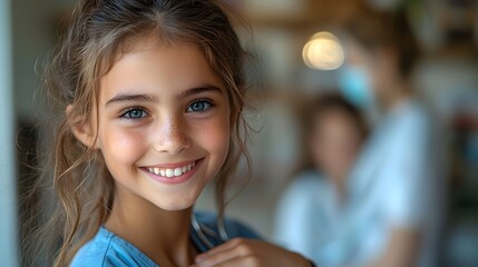 Fototapeta premium A young girl with a warm smile dressed as a nurse comforting a patient