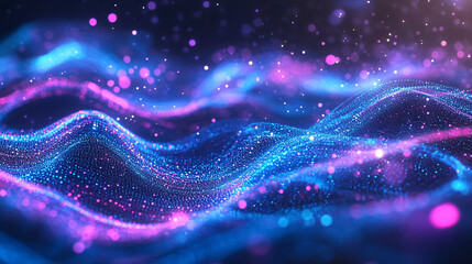 Fototapeta premium Abstract Blue and Pink Particle Wave Background