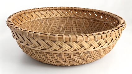 Fototapeta premium Woven Basket Isolated on White Background – Natural Fiber 8K PNG Image
