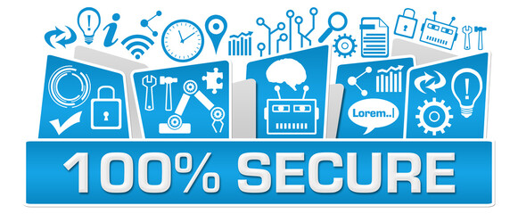 Secure Hundred Percent AI Symbols On Top Blue 