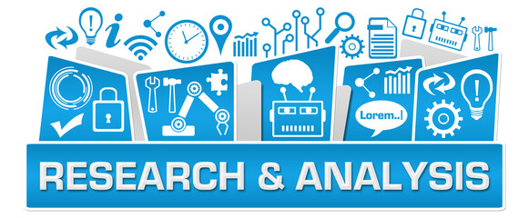 Research And Analysis AI Symbols On Top Blue 