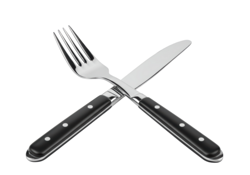 Isolated Silver Fork and Knife Crossed Symbol