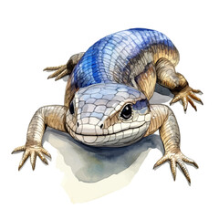 watercolor vector of Blue-tongue Skink, high quality, isolated on a white background.