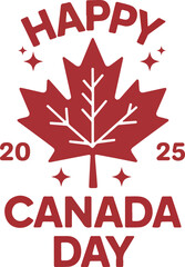 
Happy Canada Day 2025 Red Maple Leaf T- Shirt Design