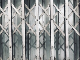 Metal steel shutter rolling door of a building