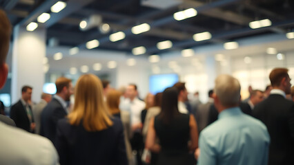 Blurred shot of business people at party or corporate event in office center