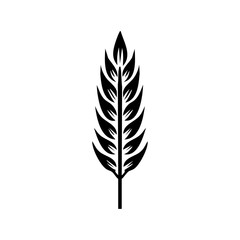 Fototapeta premium Minimalist black vector icon of a stylized wheat stalk. Symbol representing farming, harvest, or organic agriculture.