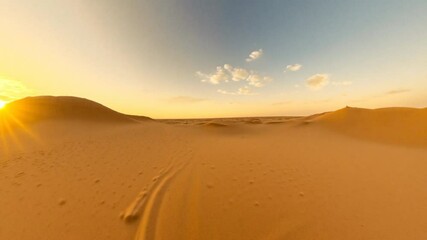 Stunning Abstract Desert Landscape with Smooth Beige Sand Dunes - Equirectangular 360 degree loop video - Powered by Adobe