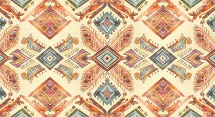 Ornate diamonds dance in a rhythmic watercolor tapestry