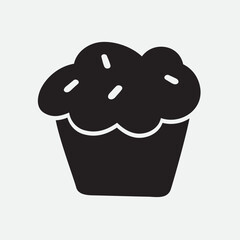 Muffin. Dessert. Silhouette icon. Vector illustration on white background.