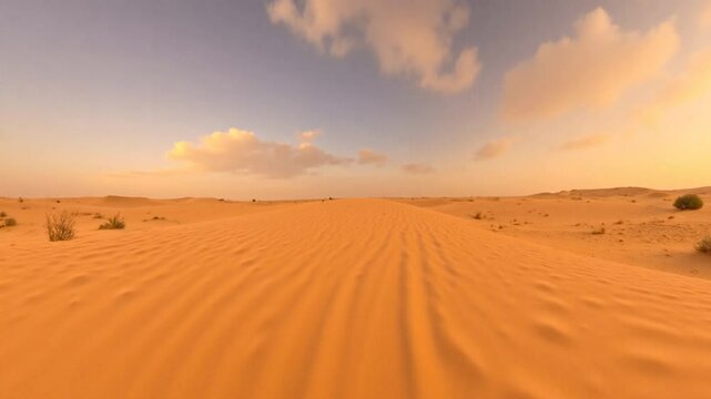 Stunning Abstract Desert Landscape with Smooth Beige Sand Dunes - Equirectangular 360 degree loop video