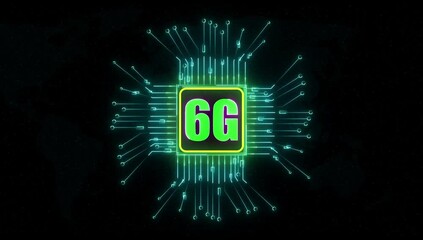6G Text with HUD Circle Rotation Digital Technology interface Sci Fi Hologram Cyberspace. Global world cryptocurrency blockchain IoT. High speed network communication internet. Big Data Network. - Powered by Adobe