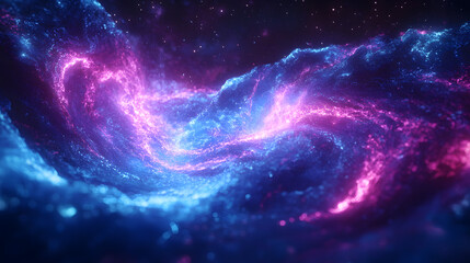 Futuristic Abstract Blue Light Stream Background with Data Flow in Digital Network and Space Concept