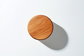 Elegant round wooden dining table on white surface