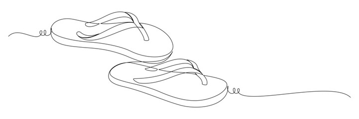 Continuous line drawing of flip flops for summer vacation 3